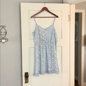 Light Blue Pattered Midi Dress